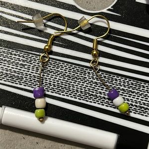 Homemade Genderqueer Pride Earrings